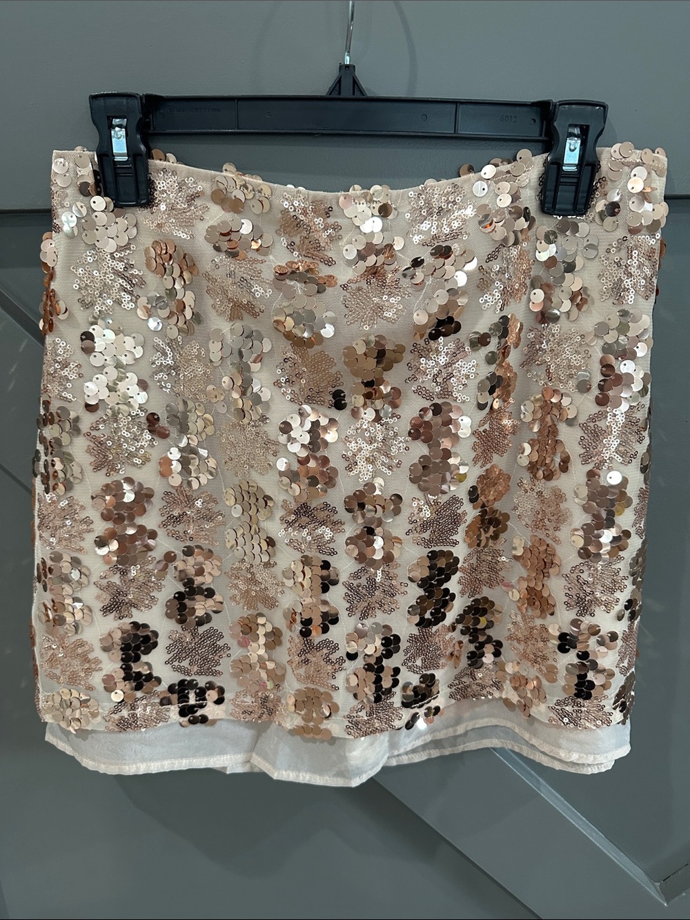 Pink Lily Rose Gold Sequin Embellished Mini Skirt - NWOT